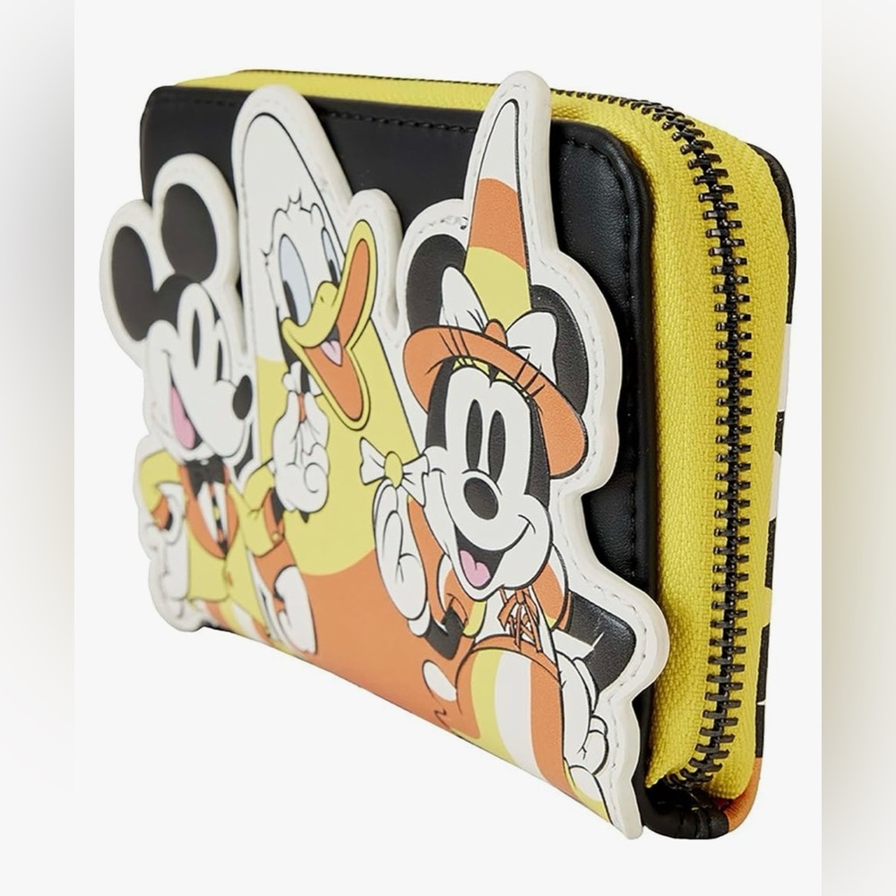 Loungefly Disney, Mickey and Friends Candy Corn Zip Around Wallet, Faux Leather - Picture 3 of 5